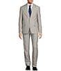 Color:Grey - Image 1 - New York Modern Fit Flat Front Solid 2-Piece Linen Suit