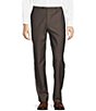 Color:Brown - Image 1 - New York Modern Fit Flat Front Twill Pattern Dress Pants