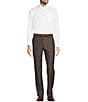 Color:Brown - Image 3 - New York Modern Fit Flat Front Twill Pattern Dress Pants