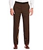 Color:Brown - Image 1 - Classic Fit Flat-Front Dress Pants