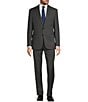Color:Grey - Image 1 - Classic Fit Flat Front Mini Grid Pattern 2-Piece Suit
