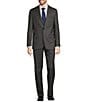Color:Grey - Image 1 - Classic Fit Flat Front Sharkskin Pattern 2-Piece Suit