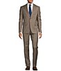 Color:Light Brown - Image 1 - Modern Fit Flat Front Sharkskin Pattern 2-Piece Suit