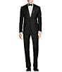 Color:Black - Image 1 - Modern Fit Flat Front Solid 2-Piece Tuxedo Suit