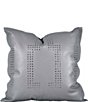 Color:Gray - Image 1 - Geometric Studded Leather Square Pillow