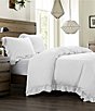 Color:White - Image 1 - Lily Collection Washed Linen Ruffled Comforter Mini Set