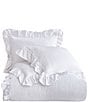Color:White - Image 2 - Lily Collection Washed Linen Ruffled Comforter Mini Set