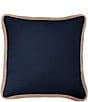 Color:Navy - Image 1 - Luna Collection Washed Linen Jute Trimmed Pillow