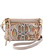 Color:Taupe - Image 1 - Double Taupe Snakeskin Taupe Darcy Leather Crossbody Bag