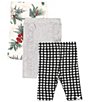 Color:Gray - Image 1 - Baby Girls Newborn-24 Months Holiday Printed & Solid Pull-On Leggings 3-Pack Set