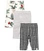 Color:Gray - Image 2 - Baby Girls Newborn-24 Months Holiday Printed & Solid Pull-On Leggings 3-Pack Set