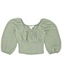 Color:Olive - Image 1 - Big Girls 7-16 3/4 Sleeve Corset Top