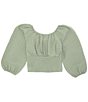 Color:Olive - Image 2 - Big Girls 7-16 3/4 Sleeve Corset Top