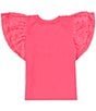 Color:Fuchsia - Image 2 - Big Girls 7-16 Rib Knit Ruffle Sleeve Top