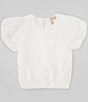 Color:White - Image 1 - Big Girls 7-16 Short Sleeve Bubble Texture Top