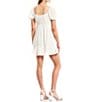 Color:White - Image 2 - Short Sleeve Tie Front Fit-And-Flare Dress