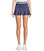 Color:Denim/White - Image 1 - Striped Waist With Asymmetrical Tier Athletic Skirt