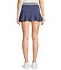 Color:Denim/White - Image 2 - Striped Waist With Asymmetrical Tier Athletic Skirt