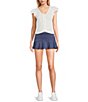 Color:Denim/White - Image 3 - Striped Waist With Asymmetrical Tier Athletic Skirt