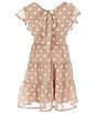Color:Taupe - Image 2 - Big Girls 7-16 Flutter Sleeve Bow-Back Dotted Fit-And-Flare Dress