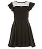 Color:Black - Image 1 - Big Girls 7-16 Flutter Sleeve Fit-And-Flare Dress