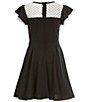 Color:Black - Image 2 - Big Girls 7-16 Flutter Sleeve Fit-And-Flare Dress