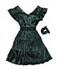 Color:Black/Green - Image 3 - Big Girls 7-16 Flutter Split Sleeve Dress