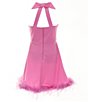 Color:Doll Pink - Image 2 - Big Girls 7-16 Sleeveless Bow Back Feather Hem Dress