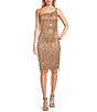 Color:Sand/Gold - Image 1 - Fringe Sequin One-Shoulder Bodycon Midi Dress