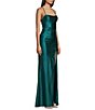 Color:Emerald - Image 3 - Glitter Lace-Up Back Front Slit Mermaid Long Dress