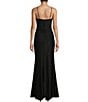 Color:Black - Image 2 - Illusion Corset Shirred Side Slit Long Dress