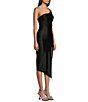 Color:Black - Image 3 - One Shoulder Glitter Knit A-Symmetrical Midi Dress