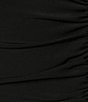Color:Black - Image 4 - Plus Size V-Neck Shirred Front Slit Long Dress