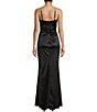 Color:Black - Image 2 - Rhinestone Strap Faux Wrap Shirred Long Dress