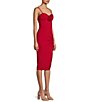 Color:Red - Image 3 - Rosette Lace-Up Back Side Slit Midi Dress