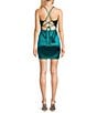 Color:Jade - Image 2 - Satin Lace-Up Back Wrap Dress