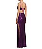 Color:Violet - Image 3 - Sequin Lace-Up Back Cut-Out Long Dress