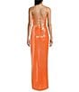 Color:Orange - Image 2 - Sequin Lace-Up Back Side Slit Long Dress