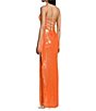 Color:Orange - Image 3 - Sequin Lace-Up Back Side Slit Long Dress