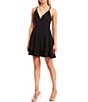 Color:Black - Image 2 - Sleeveless Illusion Mesh Bralette Back Fit-And-Flare Mini Dress