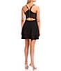 Color:Black - Image 3 - Sleeveless Illusion Mesh Bralette Back Fit-And-Flare Mini Dress