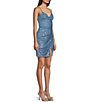 Color:Blue - Image 3 - Sleeveless V-Neckline Short Fitted Sequin Dress