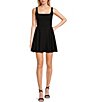 Color:Black - Image 1 - Square Neck Tank Fit And Flare Low Back Dress