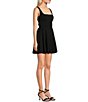 Color:Black - Image 3 - Square Neck Tank Fit And Flare Low Back Dress
