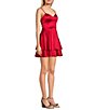 Color:Red - Image 3 - Sweetheart Neck Corset Fit & Flare Dress