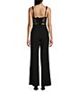 Color:Black - Image 2 - Tank Lace And Solid Corset-Inspired Bodice Jumpsuit