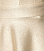 Color:Ivory Gold - Image 4 - V-Neck Double Hem Fit & Flare Glitter Dress