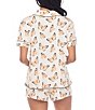 Color:Serene Monarch - Image 2 - All American Shortie Short Sleeve Notch Collar Butterfly Print Pajama Set