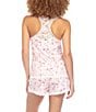 Color:Precious Floral - Image 2 - Floral Print Scoop Neck Sleeveless Knit Shorty Pajama Set