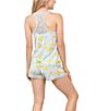 Color:Teal Leaf Lemons - Image 2 - Lemon Print Scoop Neck Sleeveless Knit Shorty Pajama Set